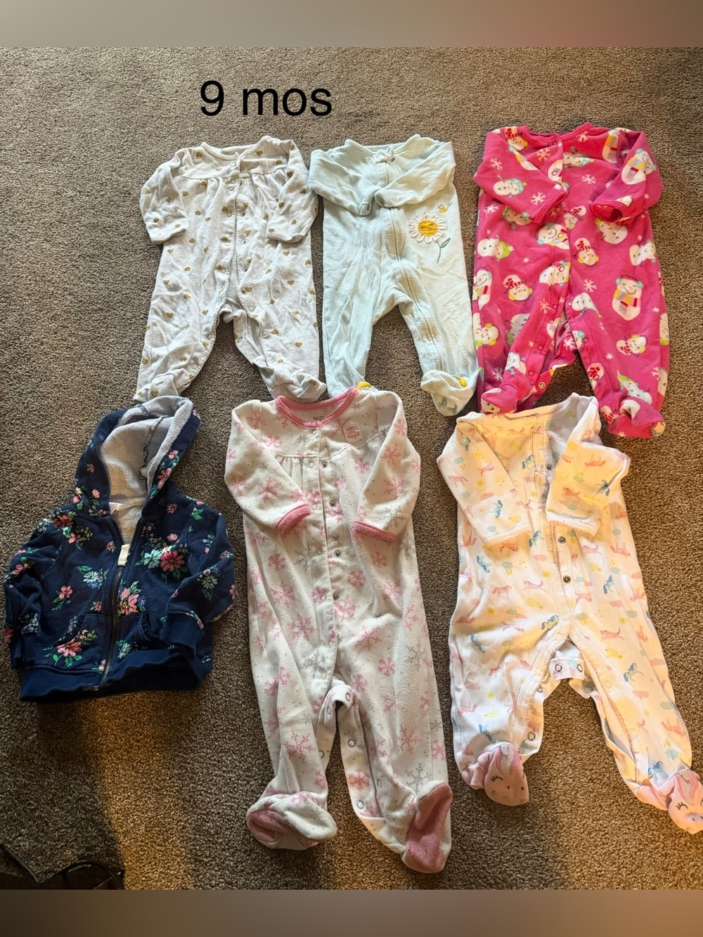Assorted Girls pj Sleepers - 9 mos